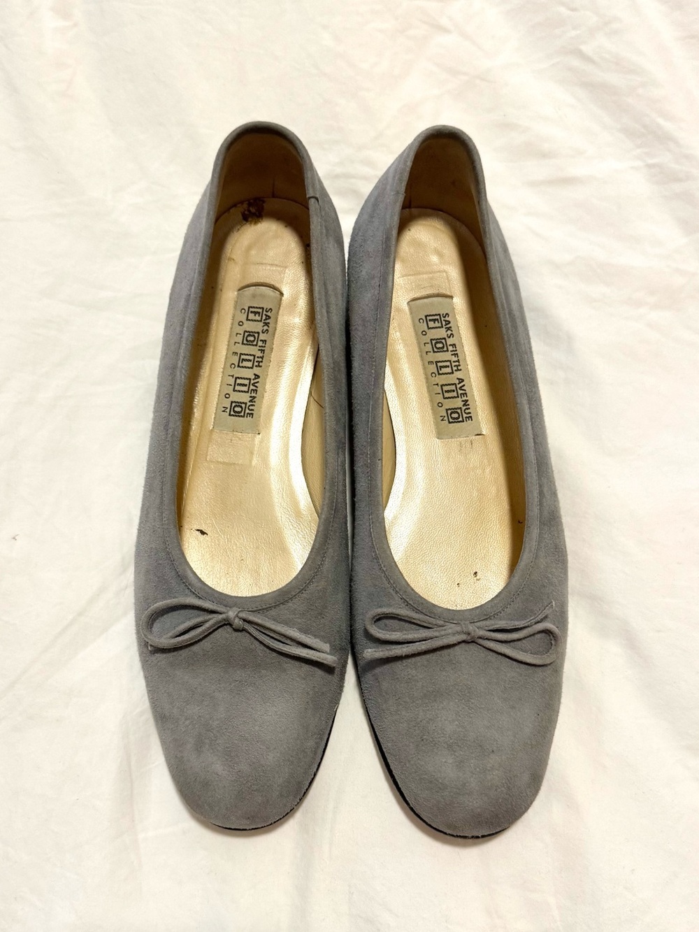 Vintage baby blue suede ballet flats